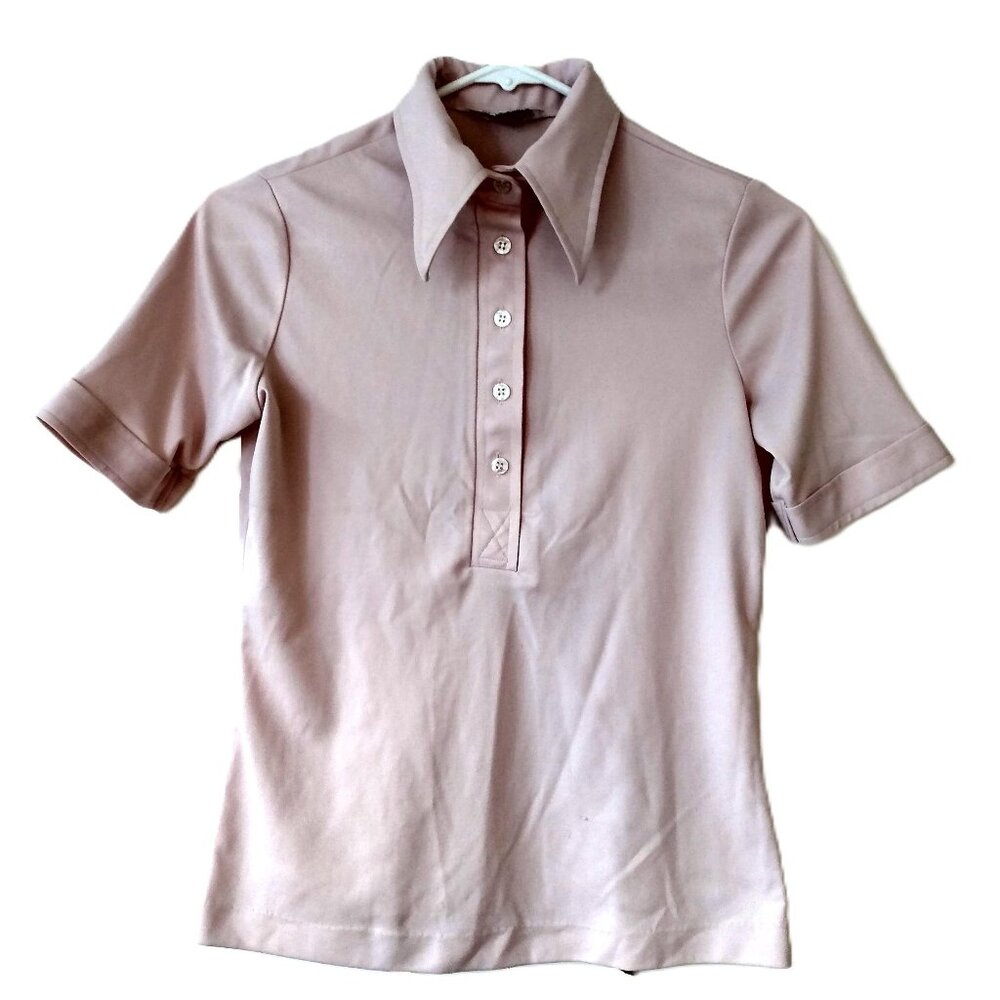Vintage Pullover Golf Shirt with Butterfly Collar Polo Mauve Pink Size 8 Small
